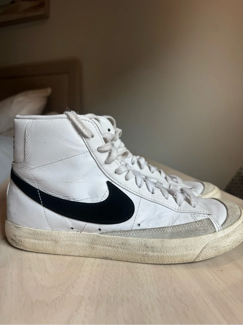 Nike White Women’s High-Top Sneakers with Black Stripe
